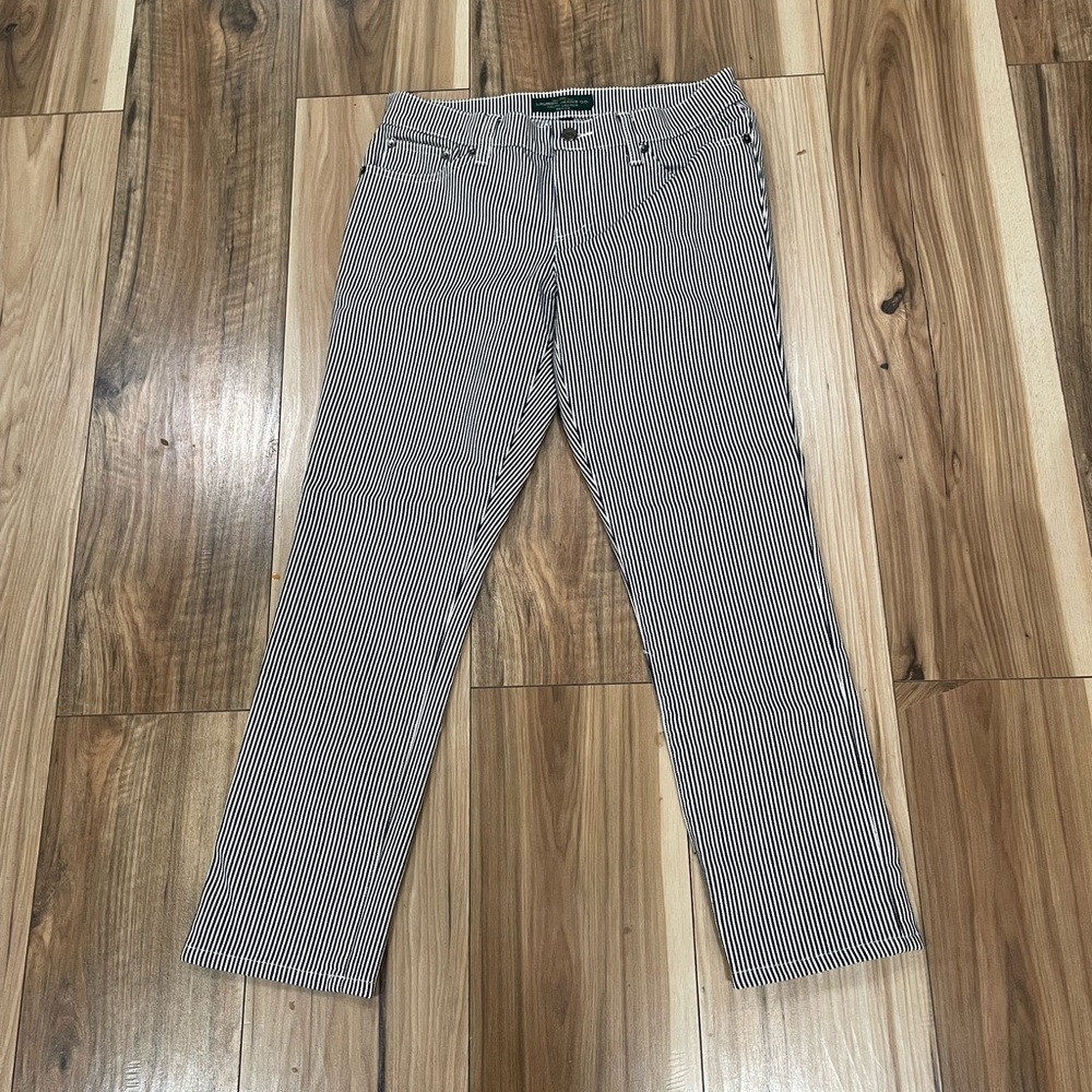 LRL Lauren Jeans Black and White Striped. Sz6P